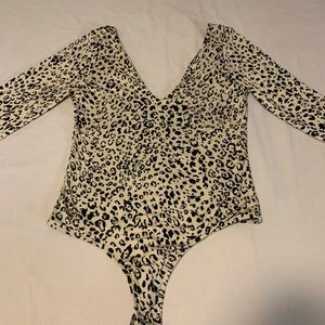 Fierce Desires Beige Leopard Print Long Sleeve Bodysuit